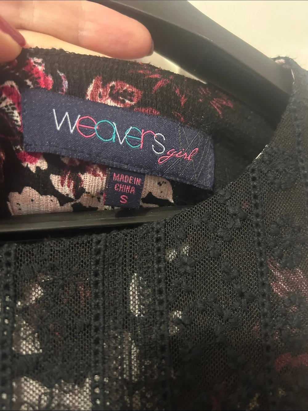 Weavers Black Floral Casual Kids Dress with Pink and Purple Accents